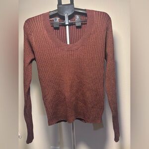 a new day Women's Ribbed Scoop Neck Sweater - Rust